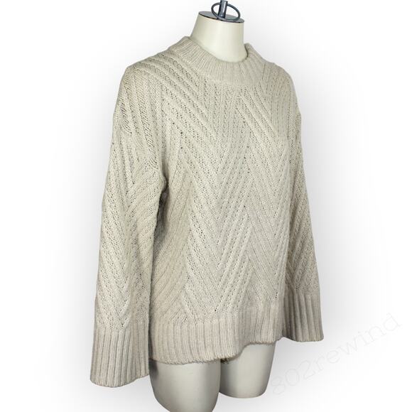 Medium ANewDay Sweater Chevron Knit BellSleeve Soft Fisherman - Picture 4 of 10